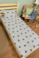 Organik Tek Kişilik Lastikli Çarşaf Seti - Sevimli Bambu Dostu Panda