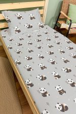 Organik Tek Kişilik Lastikli Çarşaf Seti - Sevimli Bambu Dostu Panda - Görsel 2