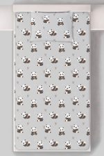 Organik Tek Kişilik Lastikli Çarşaf Seti - Sevimli Bambu Dostu Panda - Görsel 3