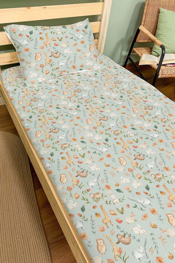 Organik Tek Kişilik Lastikli Çarşaf Seti - Doğanın Minik Sesleri - Görsel 2