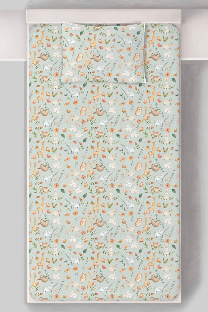 Organik Tek Kişilik Lastikli Çarşaf Seti - Doğanın Minik Sesleri - Görsel 3