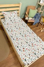 Organik Tek Kişilik Lastikli Çarşaf Seti - Eğlenceli Kelimeler