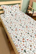 Organik Tek Kişilik Lastikli Çarşaf Seti - Eğlenceli Kelimeler - Görsel 2