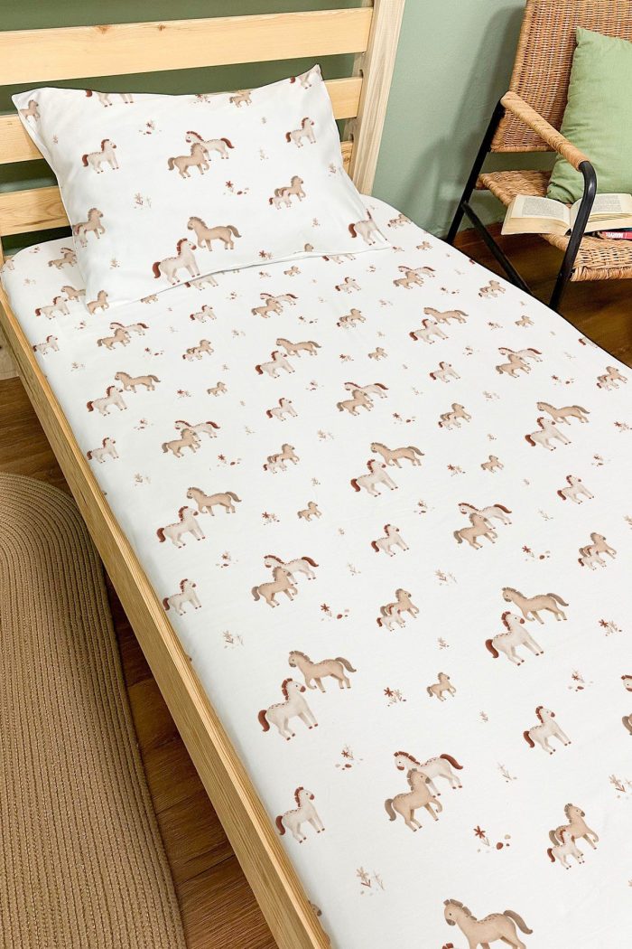 Organik Tek Kişilik Lastikli Çarşaf Seti - Minik Tay - Görsel 2