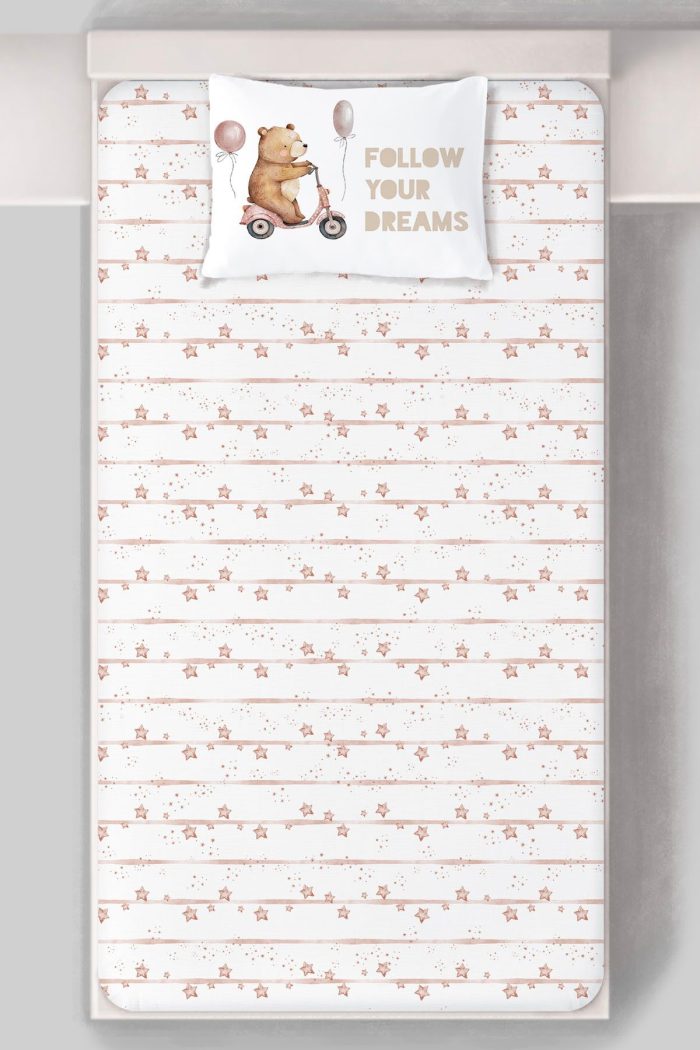 Organik Tek Kişilik Lastikli Çarşaf Seti - Minik Gezgin - Görsel 3