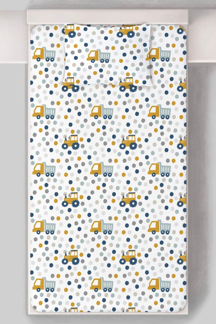 Organik Tek Kişilik Lastikli Çarşaf Seti - Hareketli Tekerlekler - Görsel 3