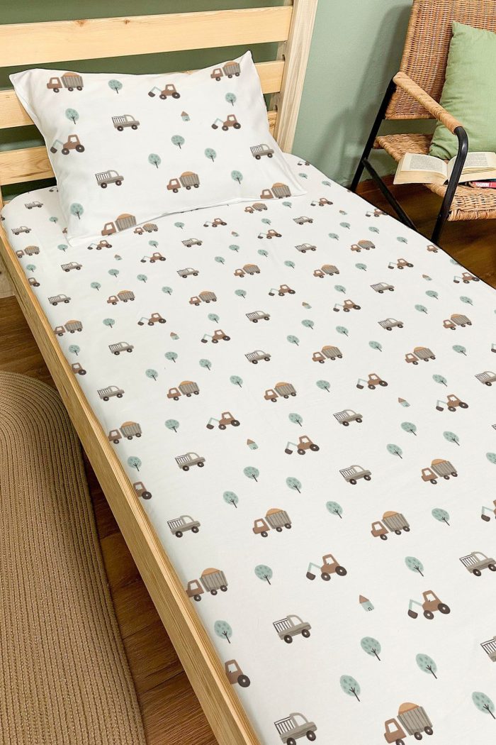 Organik Tek Kişilik Lastikli Çarşaf Seti - Küçük Mühendis Rüyası - Görsel 2