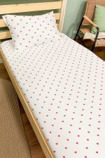 Organik Tek Kişilik Lastikli Çarşaf Seti - Kalp Yağmuru - Görsel 2