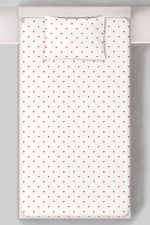 Organik Tek Kişilik Lastikli Çarşaf Seti - Kalp Yağmuru - Görsel 3