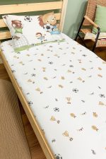 Organik Tek Kişilik Lastikli Çarşaf Seti - Şampiyon Minik Aslan - Görsel 2