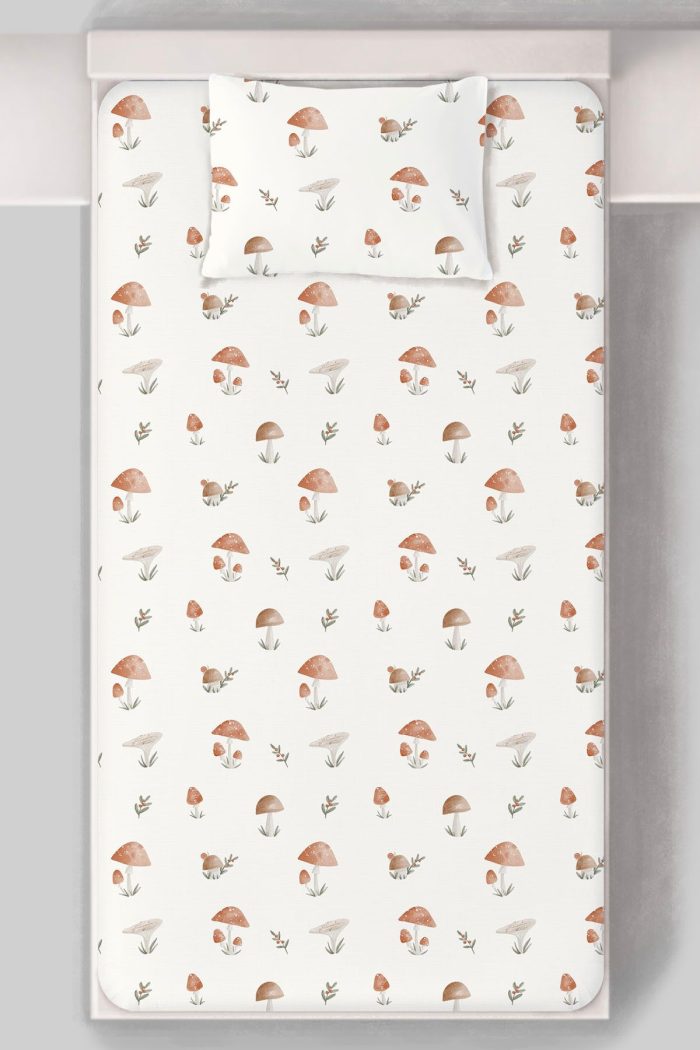 Organik Tek Kişilik Lastikli Çarşaf Seti - Doğal Mantarlar - Görsel 3