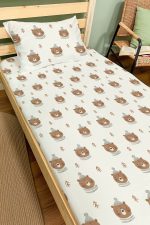 Organik Tek Kişilik Lastikli Çarşaf Seti - Sevimli Kış Ayısı - Görsel 2