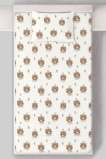 Organik Tek Kişilik Lastikli Çarşaf Seti - Sevimli Kış Ayısı - Görsel 3