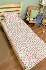 Organik Tek Kişilik Lastikli Çarşaf Seti - Tatlı Çilek Bahçesi