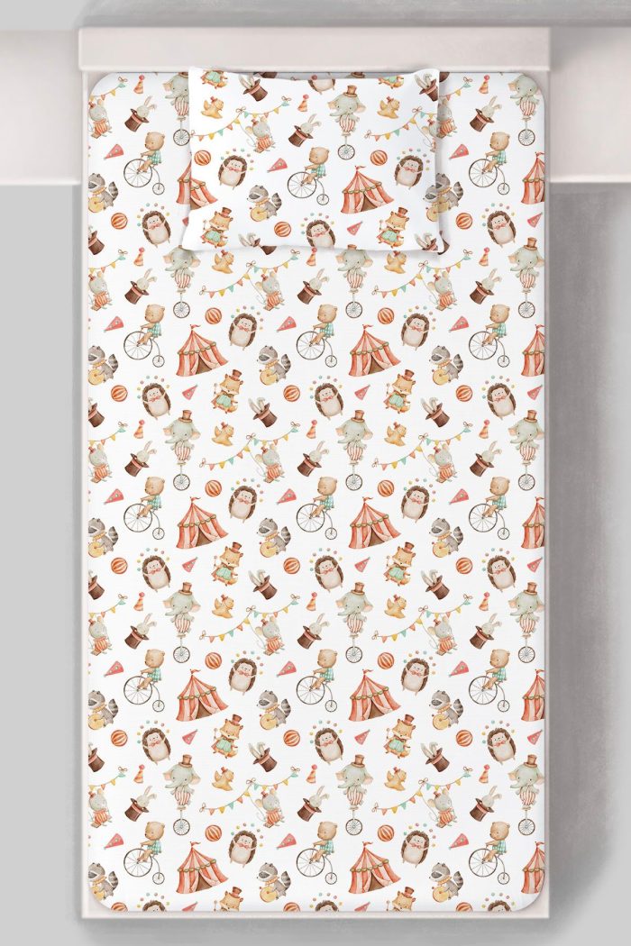 Organik Tek Kişilik Lastikli Çarşaf Seti - Sihirli Minik Akrobasi - Görsel 3