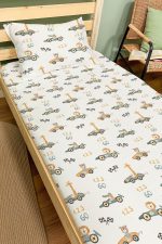 Organik Tek Kişilik Lastikli Çarşaf Seti - Minik Yarışçılar - Görsel 2