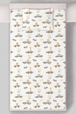 Organik Tek Kişilik Lastikli Çarşaf Seti - Minik Yarışçılar - Görsel 3