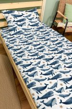 Organik Tek Kişilik Lastikli Çarşaf Seti - Balina Masalı - Görsel 2