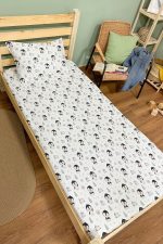 Organik Tek Kişilik Lastikli Çarşaf Seti - Kutup Dostları Penguenler