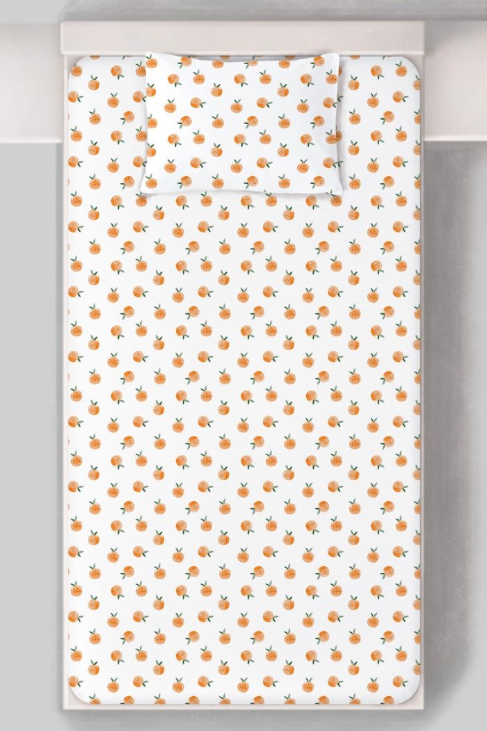 Organik Tek Kişilik Lastikli Çarşaf Seti - Portakal Bahçesi - Görsel 3