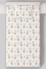 Organik Tek Kişilik Lastikli Çarşaf Seti - Papyonlu Tavşan - Görsel 3