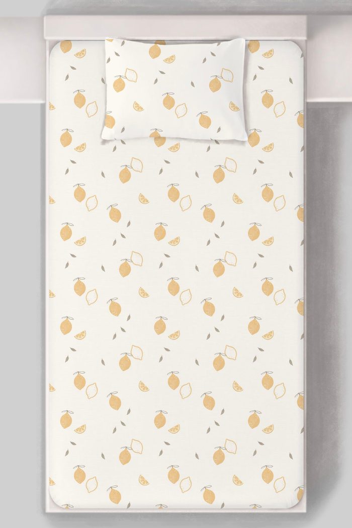 Organik Tek Kişilik Lastikli Çarşaf Seti - Limon Çiçeği - Görsel 3