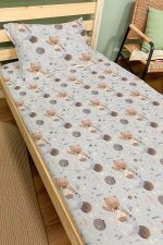 Organik Tek Kişilik Lastikli Çarşaf Seti - Uzayda Ayı - Görsel 2