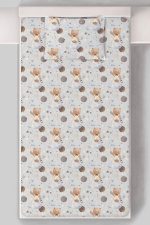 Organik Tek Kişilik Lastikli Çarşaf Seti - Uzayda Ayı - Görsel 3