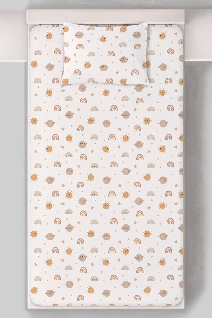 Organik Tek Kişilik Lastikli Çarşaf Seti - Güneşli Günler - Görsel 3