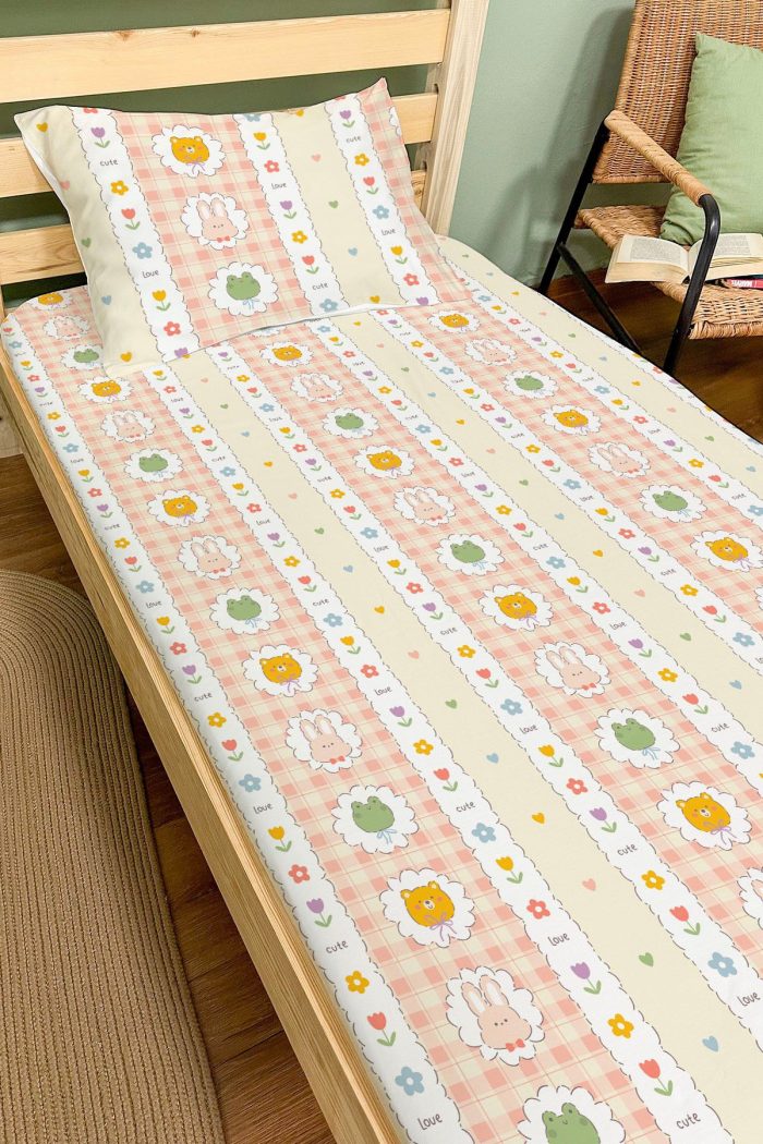 Organik Tek Kişilik Lastikli Çarşaf Seti - Şirin Kahramanlar - Görsel 2