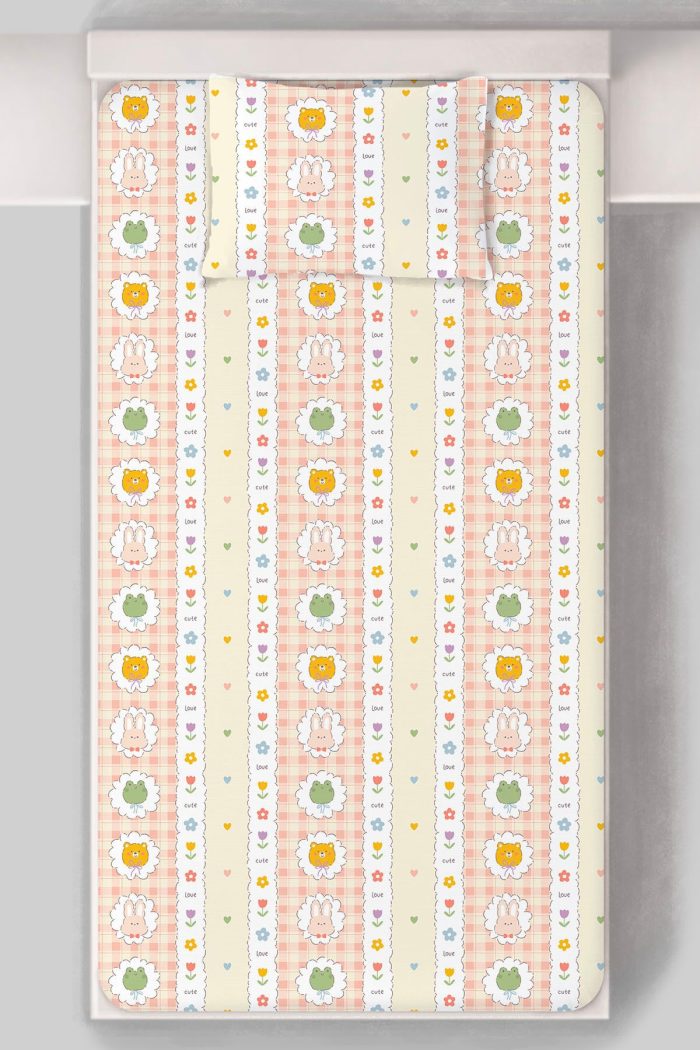 Organik Tek Kişilik Lastikli Çarşaf Seti - Şirin Kahramanlar - Görsel 3