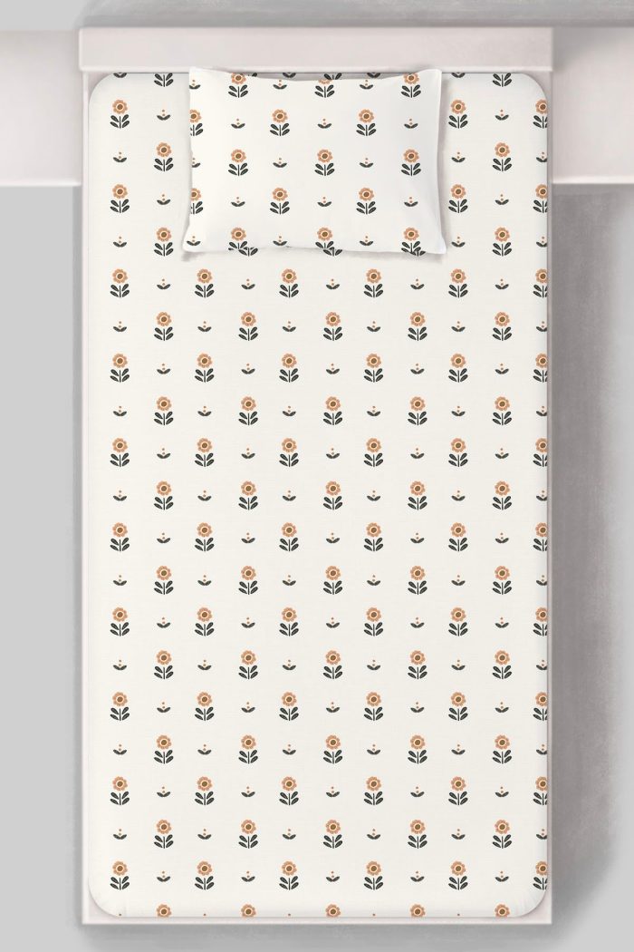 Organik Tek Kişilik Lastikli Çarşaf Seti - Minik Papatya Çiçeği - Görsel 3