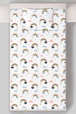 Organik Tek Kişilik Lastikli Çarşaf Seti - Neşeli Bulutlar - Görsel 3