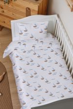 Organik Çarşaflı Bebek Nevresim Takımı (100x150) - Yelken Rüyası
