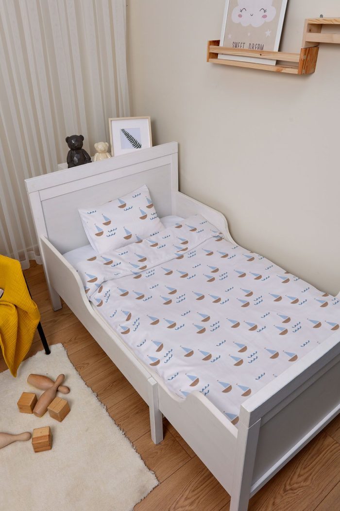 Organik Çarşaflı Bebek Nevresim Takımı (100x150) - Yelken Rüyası - Görsel 2