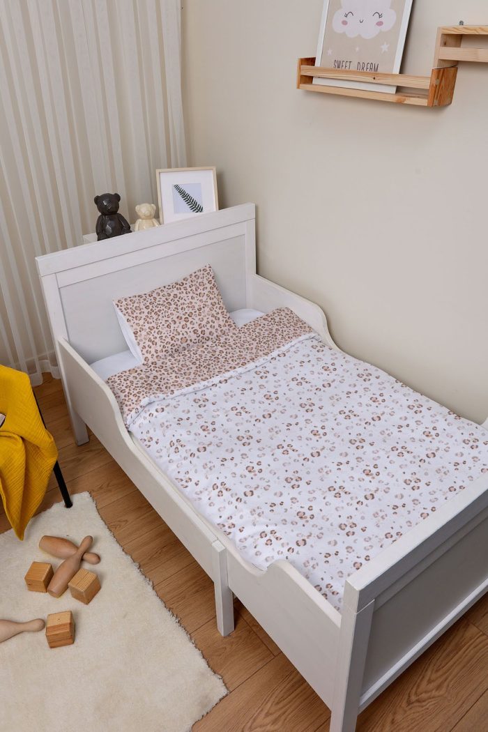 Organik Çarşaflı Bebek Nevresim Takımı (100x150) - Leopar Şıklığı - Görsel 2