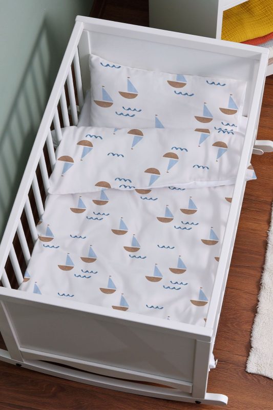 Organik Anne Yanı Nevresim Takımı 60x100 Yelken Rüyası Deseni