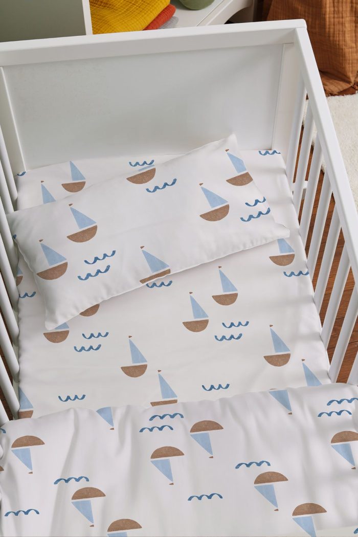 Organik Anne Yanı Nevresim Takımı (60x100) - Yelken Rüyası - Görsel 2