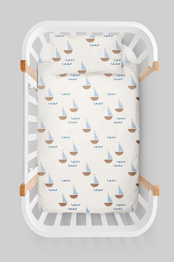 Organik Anne Yanı Nevresim Takımı (60x100) - Yelken Rüyası - Görsel 3