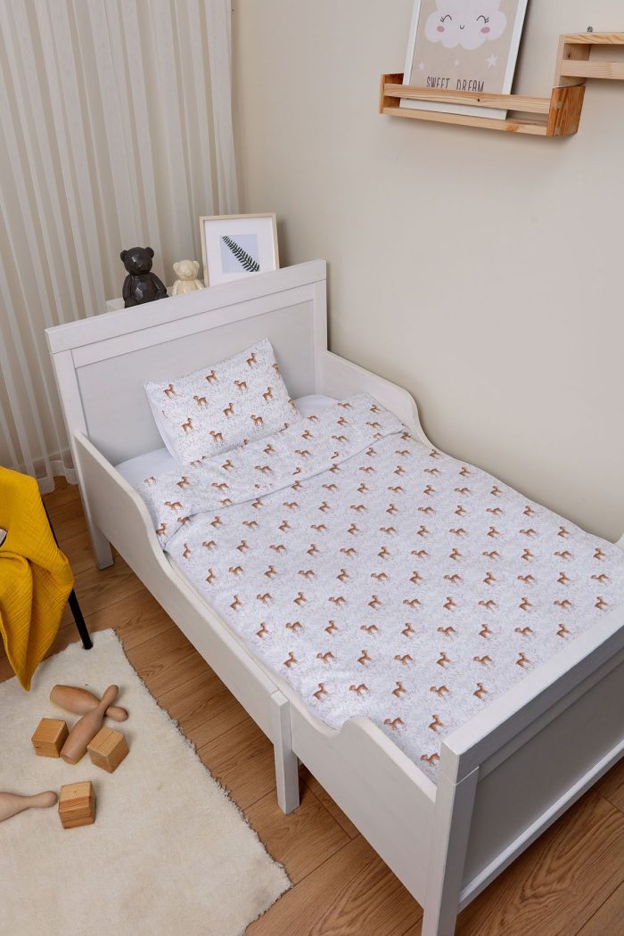 Organik Bebek Boy Nevresim Takımı (100x150) - Minik Zarif Ceylan - Görsel 2