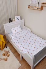 Organik Bebek Boy Nevresim Takımı (100x150) - Neşeli Tavşan Notaları - Görsel 2