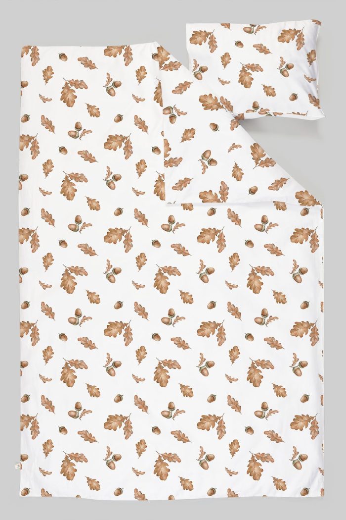 Organik Bebek Boy Nevresim Takımı (100x150) - Sonbahar Yaprakları - Görsel 3