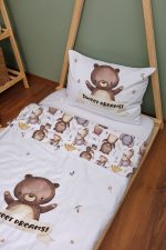 Organik Montessori Nevresim Seti (100x200) - Minik Dostum Ayıcık - Görsel 2