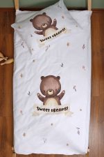 Organik Montessori Nevresim Seti (100x200) - Minik Dostum Ayıcık - Görsel 3