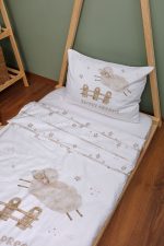 Organik Montessori Nevresim Seti (100x200) - Mışıl Mışıl Kuzucuk - Görsel 2