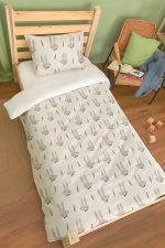 Organik Tek Kişilik Nevresim Takımı (160x220) - Papyonlu Tavşan