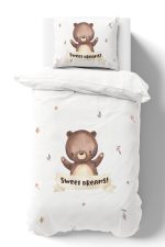 Organik Tek Kişilik Nevresim Takımı (160x220) - Minik Dostum Ayıcık - Görsel 2