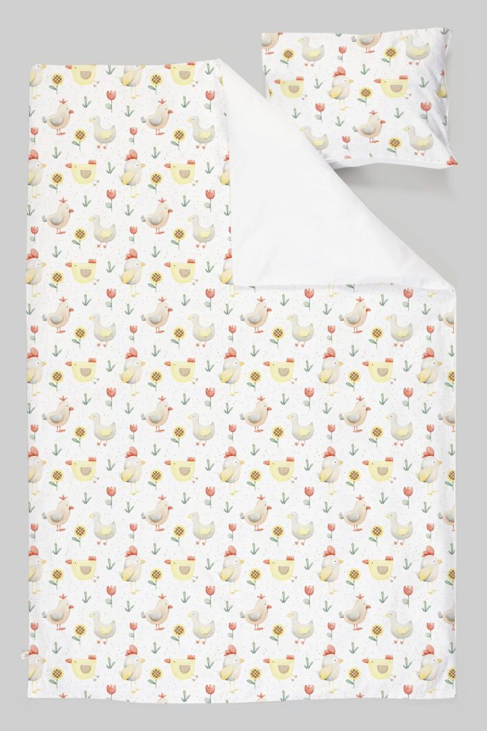 Organik Tek Kişilik Nevresim Takımı (160x220) - Ördek ve Tavuk Düşleri - Görsel 3