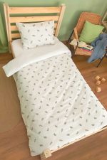 Organik Tek Kişilik Nevresim Takımı (160x220) - Yeşil Zeytin Dalı