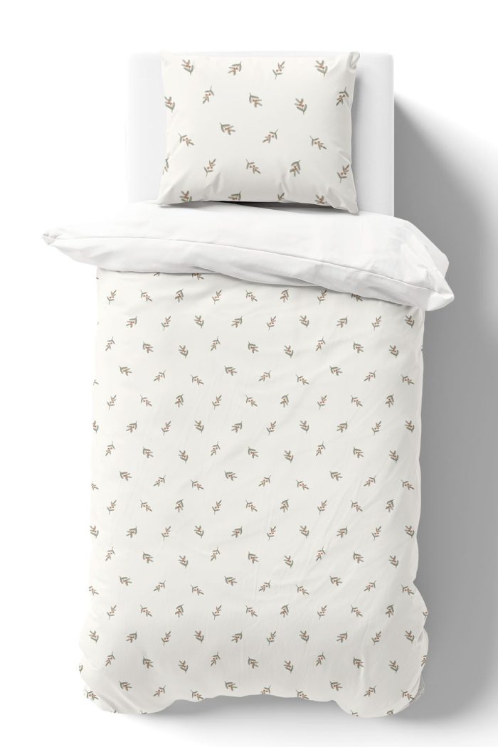 Organik Tek Kişilik Nevresim Takımı (160x220) - Yeşil Zeytin Dalı - Görsel 2